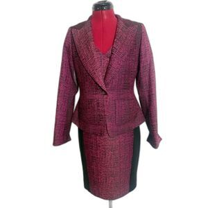 Yoana Baraschi Jacket Dress Woman's Size 6 Pink & Black 2-Piece Jacket & Dress